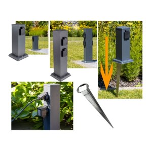 moderne Outdoor Garten-Steckdosen-Säule anthrazit,...