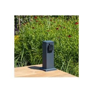 moderne Outdoor Garten-Steckdosen-Säule anthrazit, 2-/4-fach, Erdspieß optional