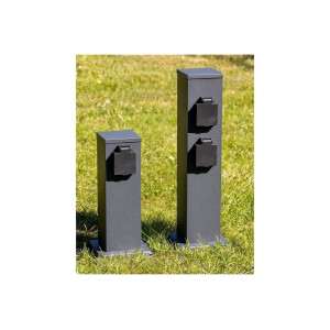 moderne Outdoor Garten-Steckdosen-Säule anthrazit, 2-/4-fach, Erdspieß optional