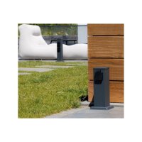 moderne Outdoor Garten-Steckdosen-Säule anthrazit, 2-/4-fach, Erdspieß optional