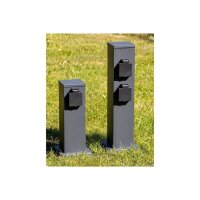 moderne Outdoor Garten-Steckdosen-Säule anthrazit, 2-/4-fach, Erdspieß optional