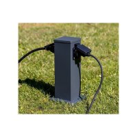moderne Outdoor Garten-Steckdosen-Säule anthrazit, 2-/4-fach, Erdspieß optional