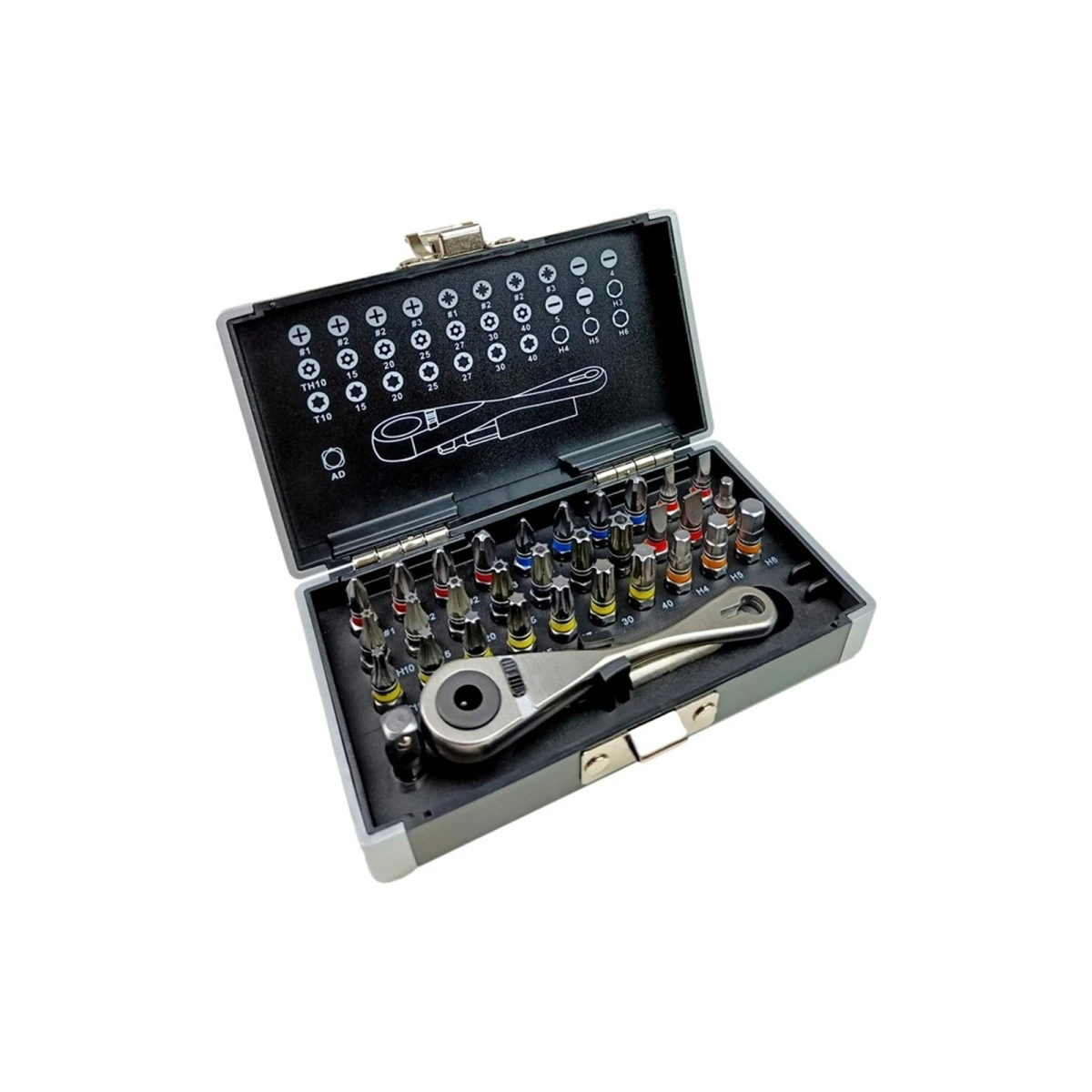 TOOLOVA® Bit-Box mit Bits und Ratsche. 33 tlg