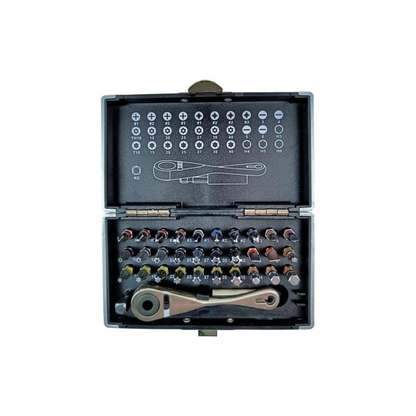 TOOLOVA® Bit-Box mit Bits und Ratsche. 33 tlg