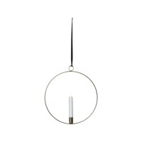 Edler Metallring/Herz mit LED Stab-Kerze "3D FLAMME" Ø ca. 28cm Hängend/Stehend Messing Hängend