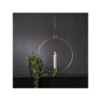 Edler Metallring/Herz mit LED Stab-Kerze "3D FLAMME" Ø ca. 28cm Hängend/Stehend Messing Hängend