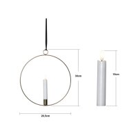 Edler Metallring/Herz mit LED Stab-Kerze "3D FLAMME" Ø ca. 28cm Hängend/Stehend Messing Hängend