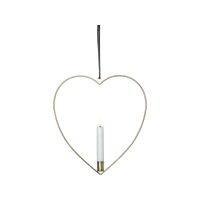 Edler Metallring/Herz mit LED Stab-Kerze "3D FLAMME" Ø ca. 28cm Hängend/Stehend Messing Herz hängend
