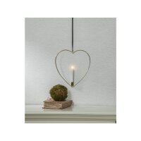 Edler Metallring/Herz mit LED Stab-Kerze "3D FLAMME" Ø ca. 28cm Hängend/Stehend Messing Herz hängend