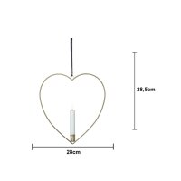 Edler Metallring/Herz mit LED Stab-Kerze "3D FLAMME" Ø ca. 28cm Hängend/Stehend Messing Herz hängend