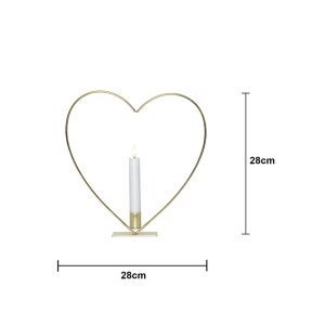 Edler Metallring/Herz mit LED Stab-Kerze "3D FLAMME" Ø ca. 28cm Hängend/Stehend Messing Herz stehend