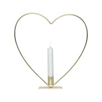 Edler Metallring/Herz mit LED Stab-Kerze "3D FLAMME" Ø ca. 28cm Hängend/Stehend Messing Herz stehend