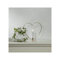Edler Metallring/Herz mit LED Stab-Kerze "3D FLAMME" Ø ca. 28cm Hängend/Stehend Messing Herz stehend