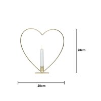 Edler Metallring/Herz mit LED Stab-Kerze "3D FLAMME" Ø ca. 28cm Hängend/Stehend Messing Herz stehend
