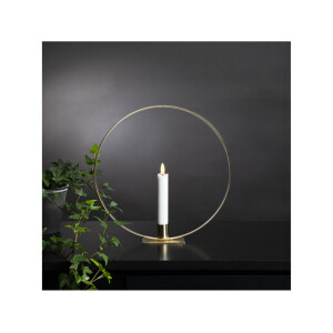 Edler Metallring/Herz mit LED Stab-Kerze "3D FLAMME" Ø ca. 28cm Hängend/Stehend Messing Stehend