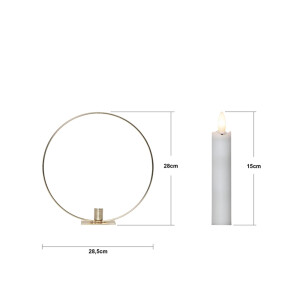 Edler Metallring/Herz mit LED Stab-Kerze "3D FLAMME" Ø ca. 28cm Hängend/Stehend Messing Stehend