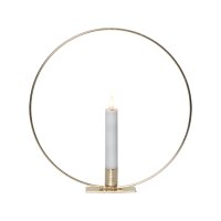 Edler Metallring/Herz mit LED Stab-Kerze "3D FLAMME" Ø ca. 28cm Hängend/Stehend Messing Stehend