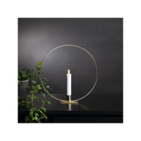 Edler Metallring/Herz mit LED Stab-Kerze "3D FLAMME" Ø ca. 28cm Hängend/Stehend Messing Stehend