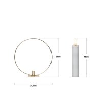 Edler Metallring/Herz mit LED Stab-Kerze "3D FLAMME" Ø ca. 28cm Hängend/Stehend Messing Stehend