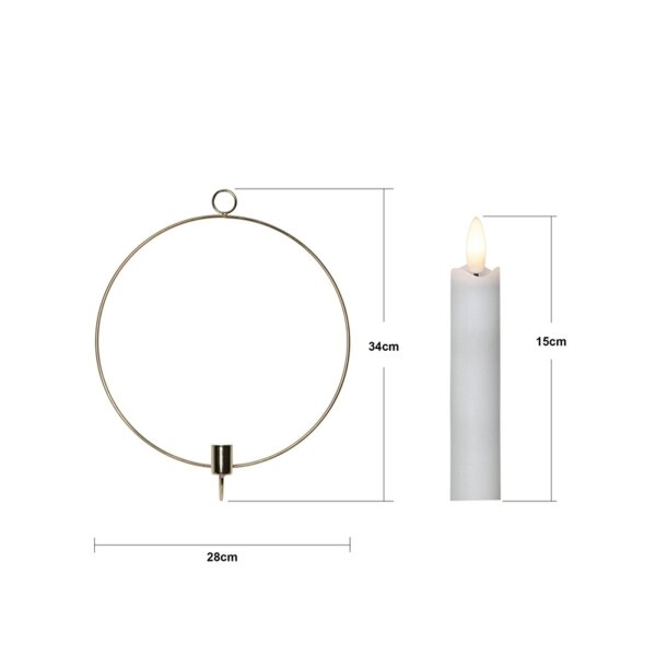 Edler Metallring/Herz mit LED Stab-Kerze "3D FLAMME" Ø ca. 28cm Hängend/Stehend Messing Wandmontage