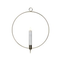 Edler Metallring/Herz mit LED Stab-Kerze "3D FLAMME" Ø ca. 28cm Hängend/Stehend Messing Wandmontage