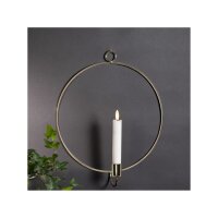 Edler Metallring/Herz mit LED Stab-Kerze "3D FLAMME" Ø ca. 28cm Hängend/Stehend Messing Wandmontage