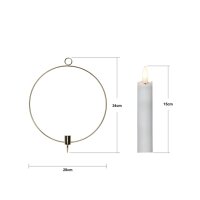 Edler Metallring/Herz mit LED Stab-Kerze "3D FLAMME" Ø ca. 28cm Hängend/Stehend Messing Wandmontage