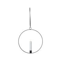 Edler Metallring/Herz mit LED Stab-Kerze "3D FLAMME" Ø ca. 28cm Hängend/Stehend Schwarz Hängend