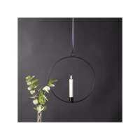 Edler Metallring/Herz mit LED Stab-Kerze "3D FLAMME" Ø ca. 28cm Hängend/Stehend Schwarz Hängend