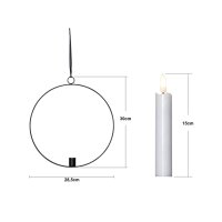 Edler Metallring/Herz mit LED Stab-Kerze "3D FLAMME" Ø ca. 28cm Hängend/Stehend Schwarz Hängend