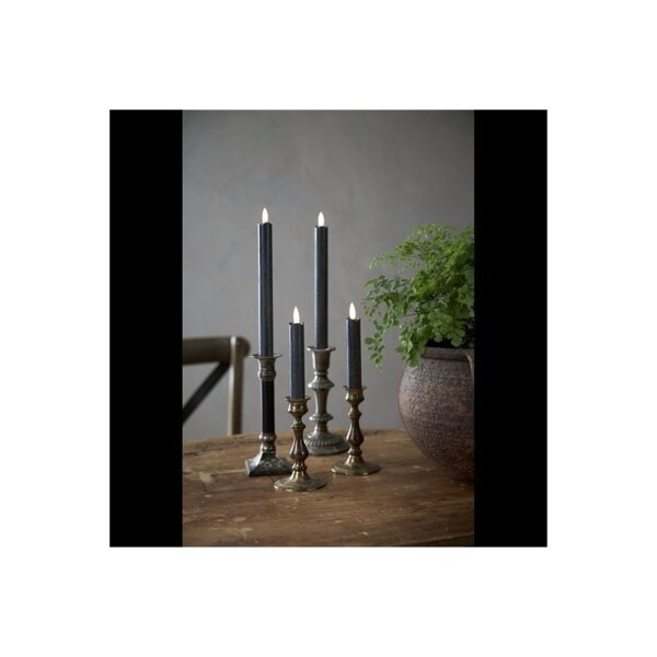 LED LEUCHTERKERZE X2 FLAMME schwarz 24,5cm hoch