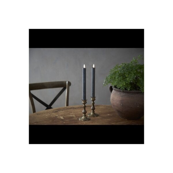 LED Stabkerzen Schwarz 2er Set – Leuchterkerzen mit Timer & Flackerlicht