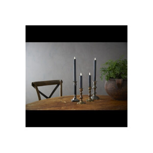 LED Stabkerzen Schwarz 2er Set – Leuchterkerzen mit Timer & Flackerlicht
