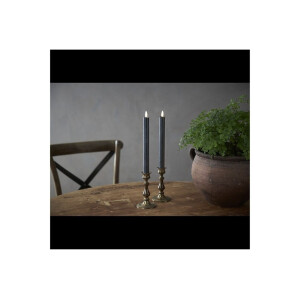 LED Stabkerzen Schwarz 2er Set – Leuchterkerzen mit Timer & Flackerlicht