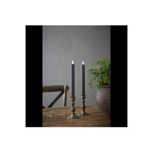 LED Stabkerzen Schwarz 2er Set – Leuchterkerzen mit Timer & Flackerlicht