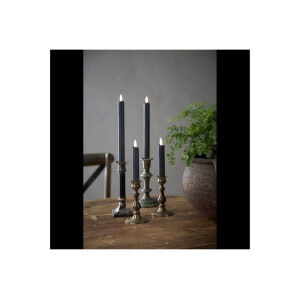 LED Stabkerzen Schwarz 2er Set – Leuchterkerzen mit Timer & Flackerlicht