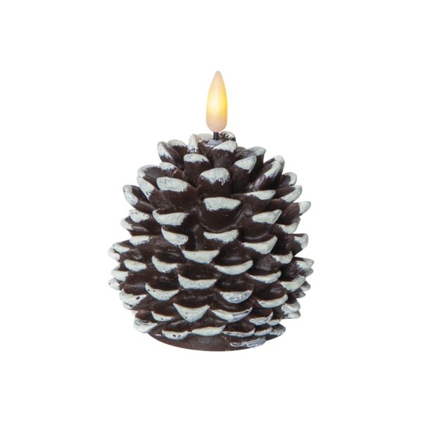 LED-Wachskerze Tannenzapfen Braun – 10,5?cm, Timer, warmweiß, inkl. Batterie