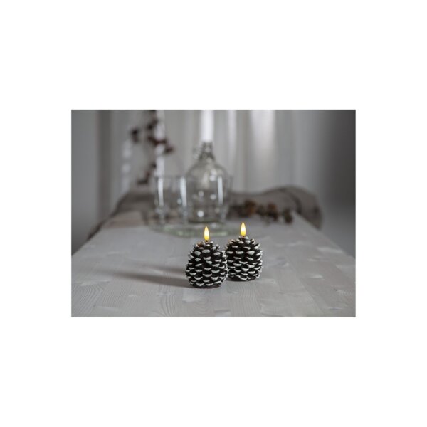 LED-Wachskerze Tannenzapfen Braun – 10,5?cm, Timer, warmweiß, inkl. Batterie