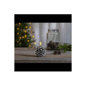 LED-Wachskerze Tannenzapfen Braun – 10,5?cm, Timer, warmweiß, inkl. Batterie