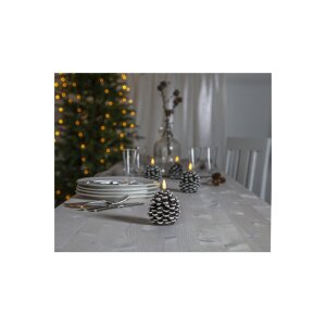 LED-Wachskerze Tannenzapfen Braun – 10,5?cm, Timer, warmweiß, inkl. Batterie