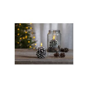 LED-Wachskerze Tannenzapfen Braun – 10,5?cm, Timer, warmweiß, inkl. Batterie