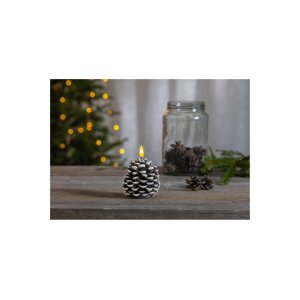 LED-Wachskerze Tannenzapfen Braun – 10,5?cm, Timer, warmweiß, inkl. Batterie