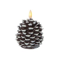 LED-Wachskerze Tannenzapfen Braun – 10,5?cm, Timer, warmweiß, inkl. Batterie