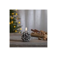 LED-Wachskerze Tannenzapfen Braun – 10,5?cm, Timer, warmweiß, inkl. Batterie