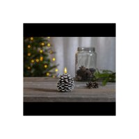 LED-Wachskerze Tannenzapfen Braun – 10,5?cm, Timer, warmweiß, inkl. Batterie