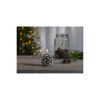 LED-Wachskerze Tannenzapfen Braun – 10,5?cm, Timer, warmweiß, inkl. Batterie