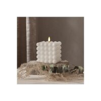 LED-Wachskerze Flamme Dot Weiß – Bubble-Design, 12,5?cm, mit Timer & LED-Flamme
