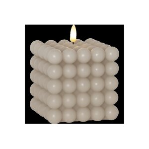 LED-Wachskerze Flamme Dot Beige – Bubble-Design,...