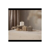LED-Wachskerze Flamme Dot Beige – Bubble-Design, 12,5?cm, mit Timer & LED-Flamme