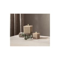 LED-Wachskerze Flamme Dot Beige – Bubble-Design, 12,5?cm, mit Timer & LED-Flamme